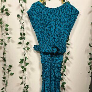 Blue & Black Vintage belted dress